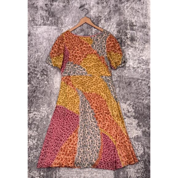 Anthropologie Dress Large Womens Varun Bahl Catria Patchwork Floral A Line - Picture 1 of 11